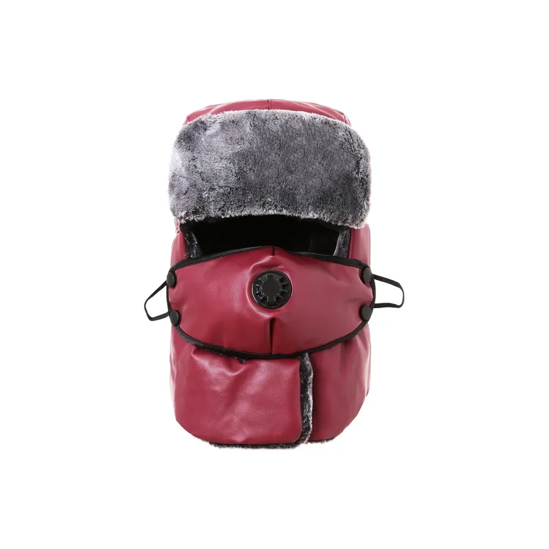 BAIJUAN PU Leather + Polyester Fiber Trapper Hats Unisex-1
