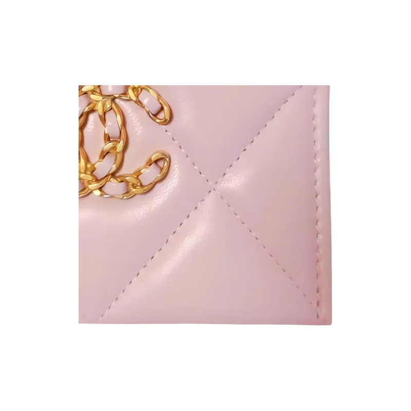 CHANEL 19Bag Lambskin Card Holder Card Holder Women's Cherry Blossom Pink-3