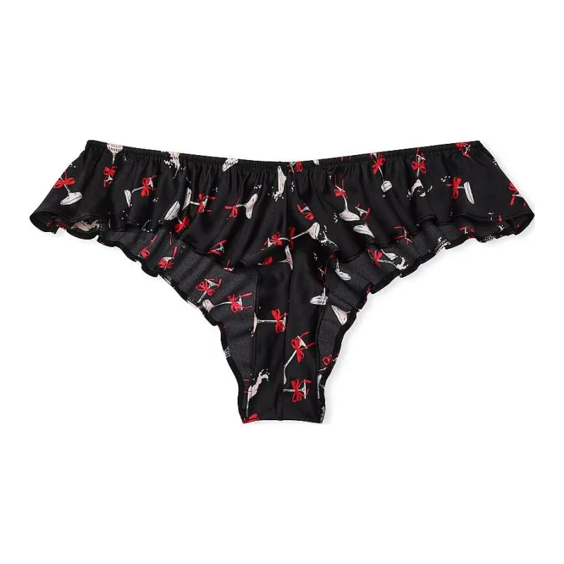 Victoria's Secret Very Sexy Satin Bows Cheeky Panty/ Black Underpants Women's 1 Pack Black-0