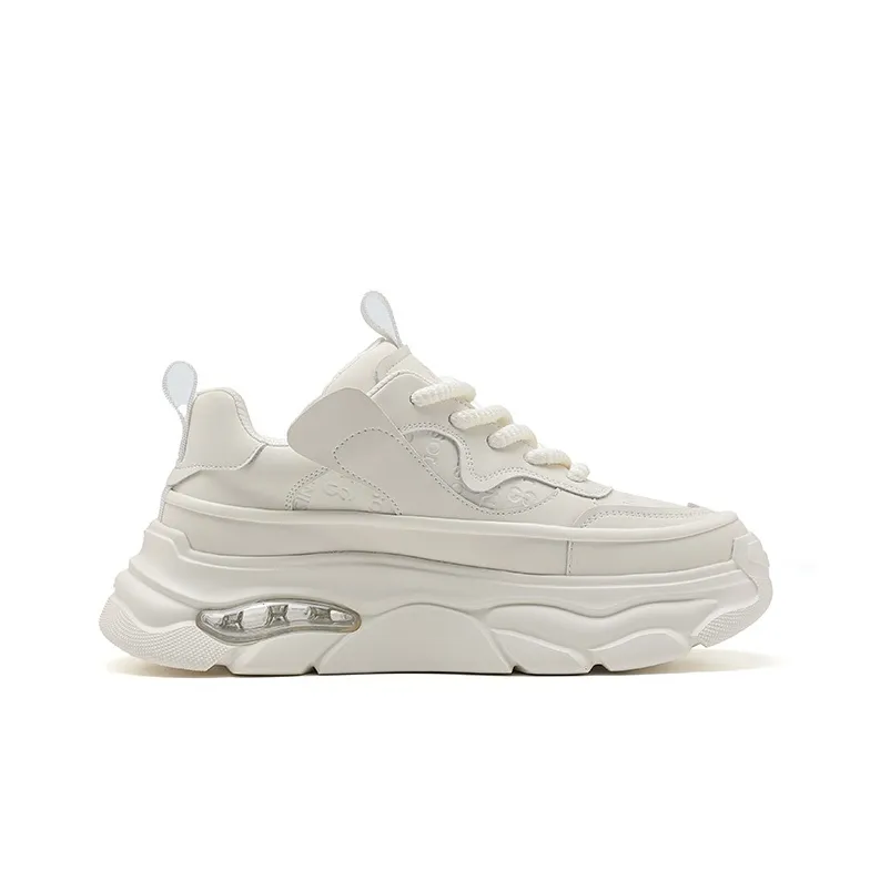 JOSINY Cushioning Height Increase Low Top Chunky Sneakers Men's White-2
