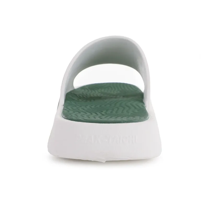 PEAK Tai Ji1.0 Slip Resistant Abrasion Resistant Slide Slippers Unisex White Dark Green-4