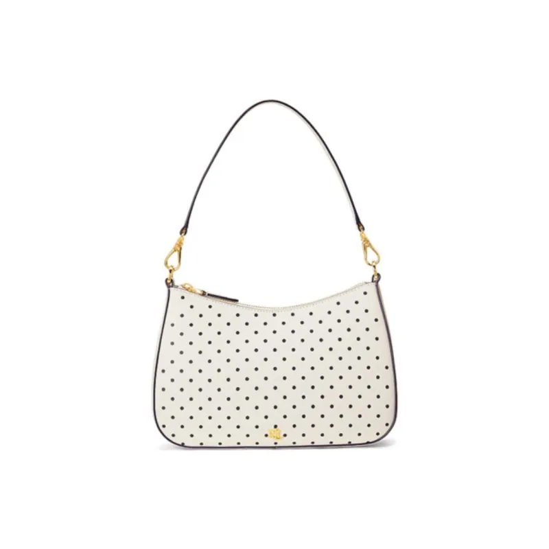 Polo Ralph Lauren Cross-Stitch Leather Portable Crossbody Bag Shoulder Bag Medium Size Women's White-0