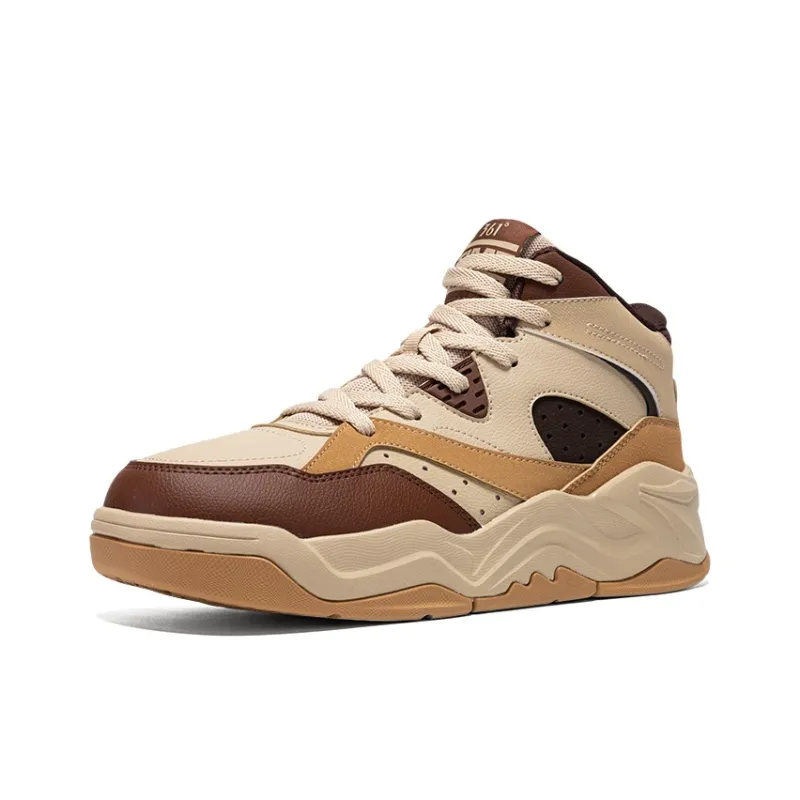 361° Anti Slip Wear Resistant High Top Casual Shoes Men's Apricot Tea Brown-2