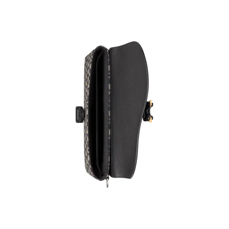 DIOR Oblique Print With Grain Cow Leather Clutch Men's Black/Beige-5