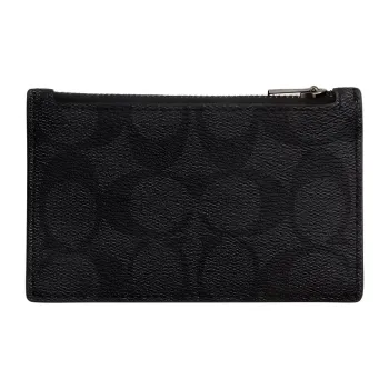 COACH Card Case Coated Canvas Card Holder Mini Women's Charcoal