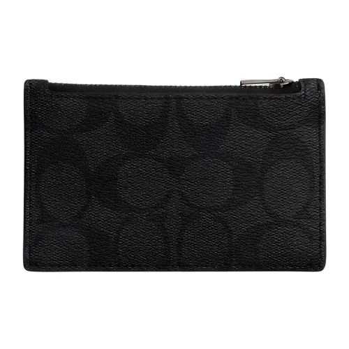 COACH Card Case Coated Canvas Card Holder Mini Women's Charcoal