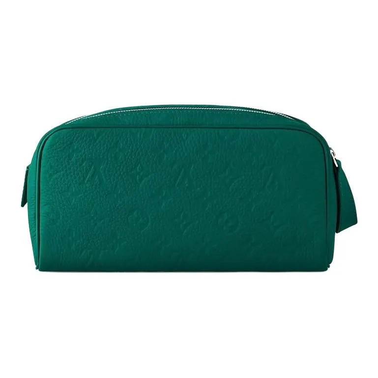 LOUIS VUITTON Embossed Cow Leather Toiletry Bag Men's Green-2