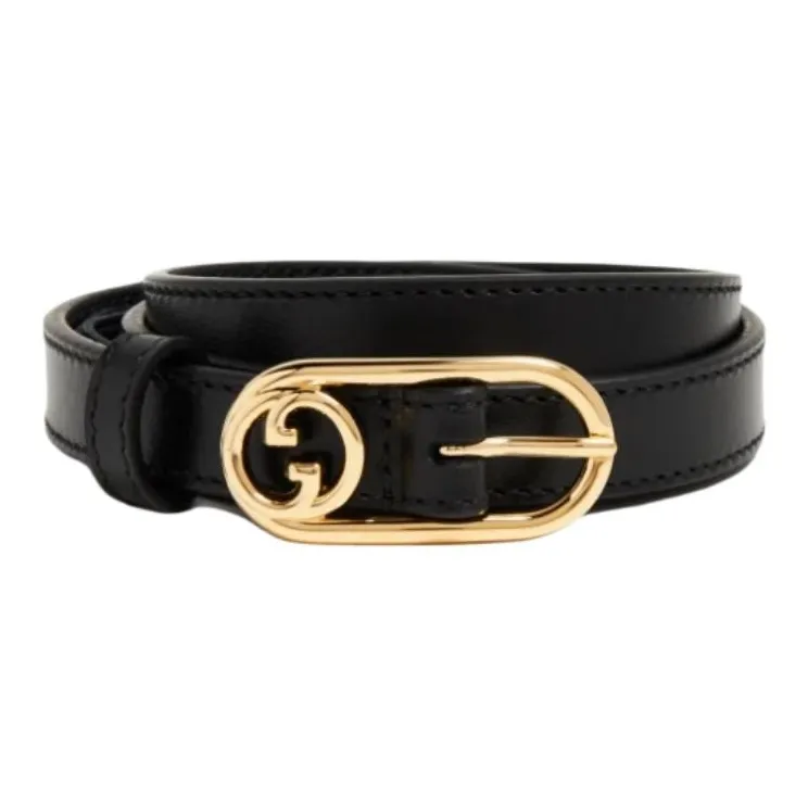 GUCCI Interlocking G buckle Leather Belt-2