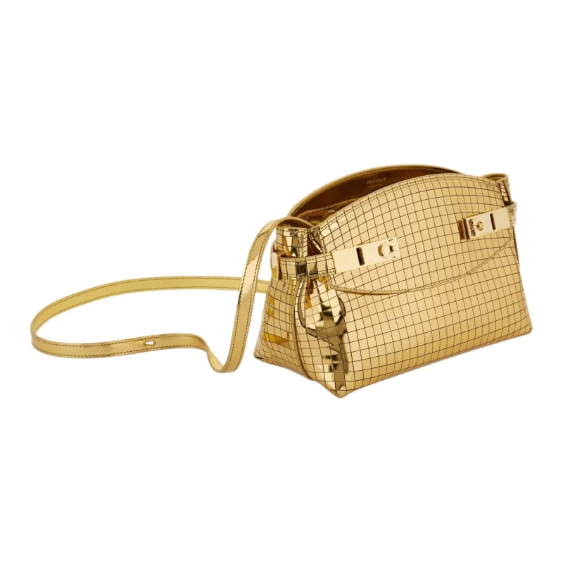 FERRAGAMO Layered Laser Calfskin Crossbody Bag Shoulder Bag Small Size Women's Gold-1