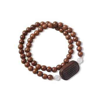 FANGYUANXIAOFU Golden Sandalwood Multi Wrap Beaded Bracelet Unisex