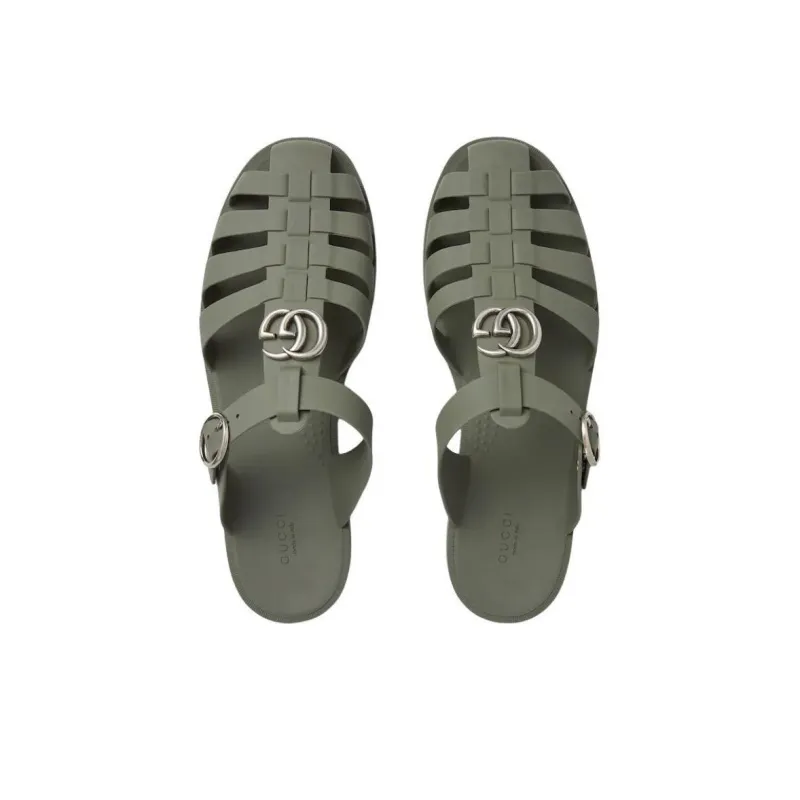 GUCCI Double G Rubber Sole Quiet Closed Toe Slippers Men's Green-3