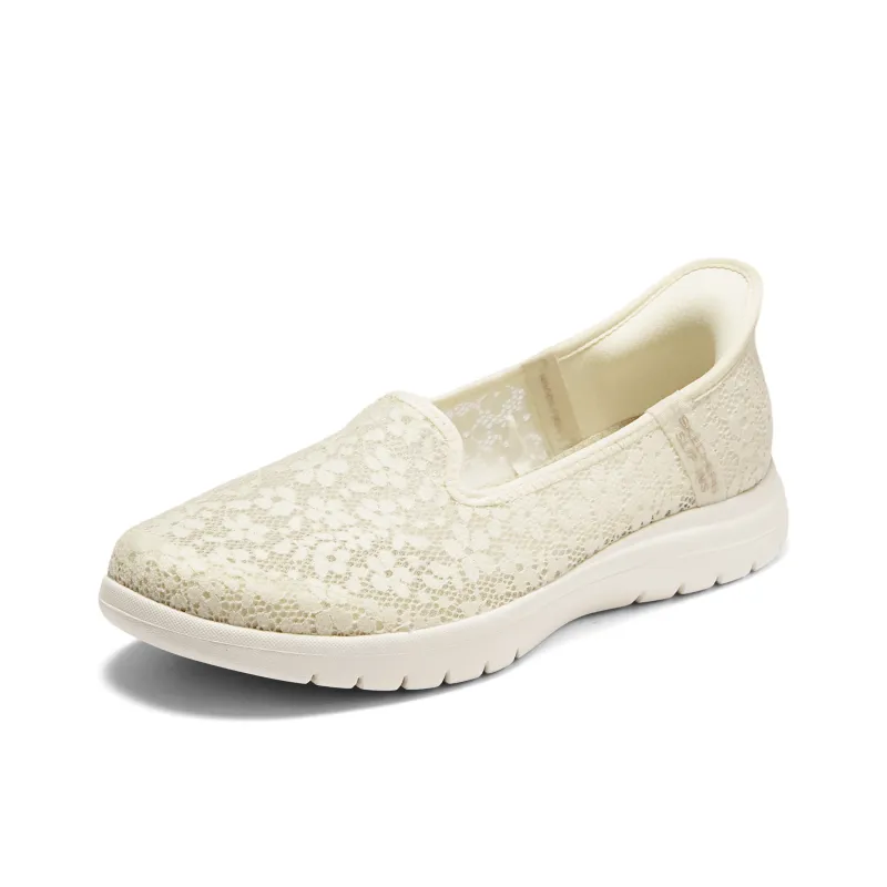 Skechers Lace Unlined Shoes Durable Breathable Low Top Casual Shoes Women's Ivory-2