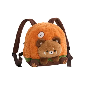 Holding Bamboo Polyester Backpack Medium Size Unisex Orange