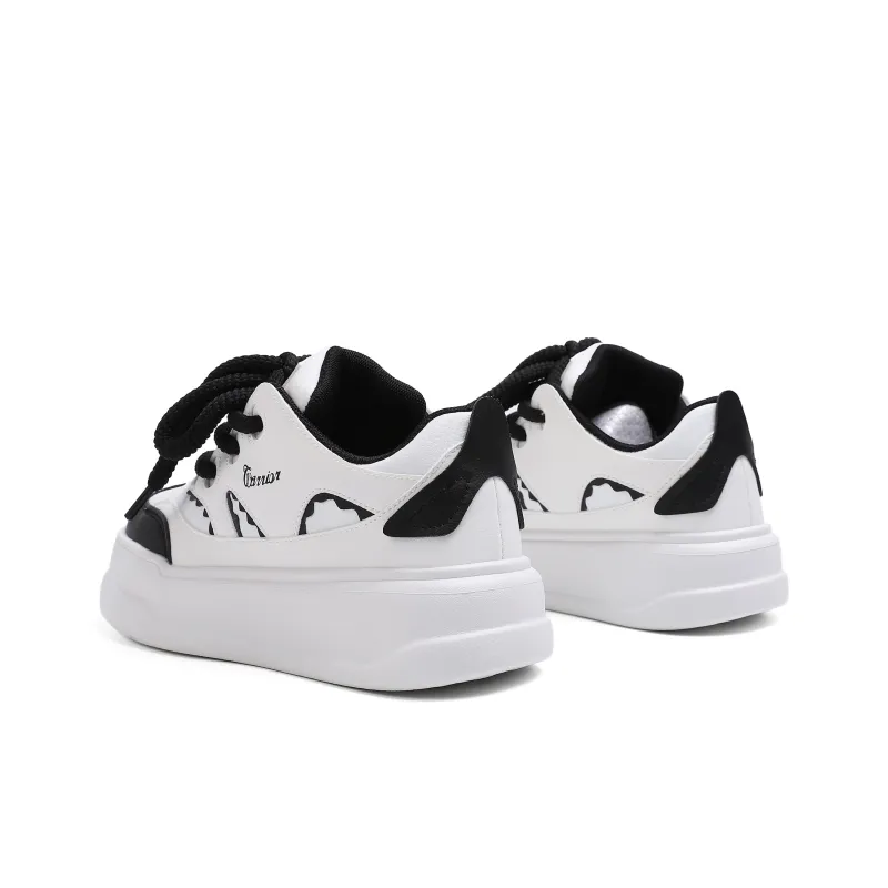 Warrior Anti Slip And Wear Resistant Height Increasing Low Top Casual Shoes Women's Black White-3