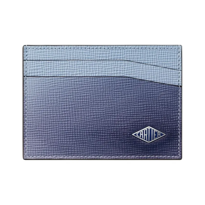 CARTIER Calfskin Card Holder Men's Dark Blue Cloud Gray-0