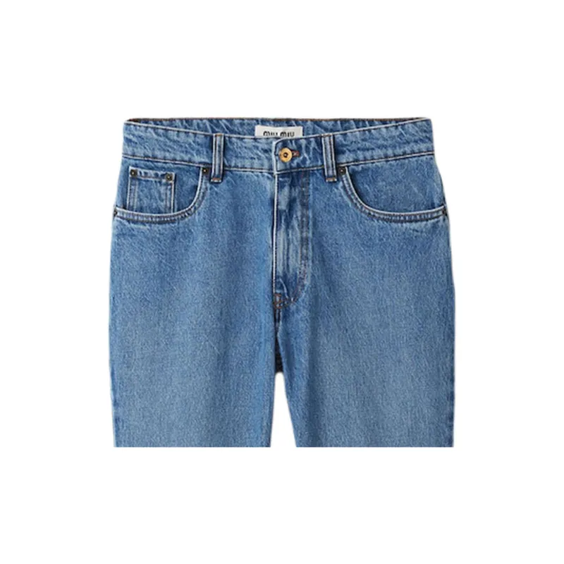 MIU MIU Logo embroidered Flared Jeans-5