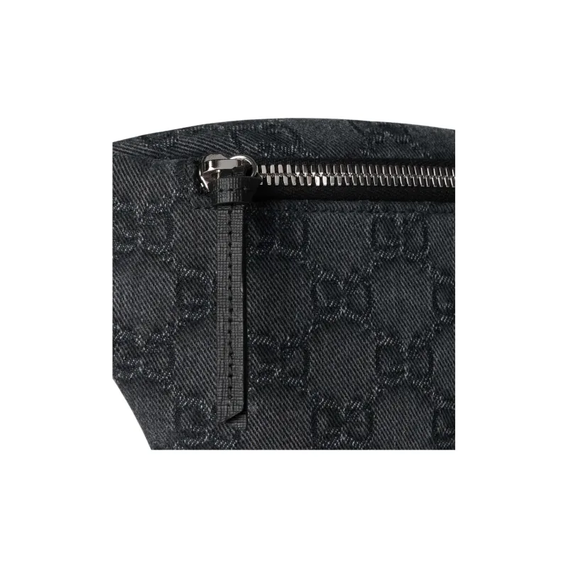 GUCCI Denim One Shoulder Crossbody Fanny Pack Kids' Black-5