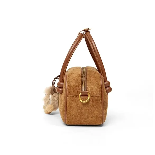Teenmix Cow Leather Handbag, Crossbody Bag, Shoulder Bag, Bowling Bag Trumpets Women's Coffee/Caramel/Dark Blue-10