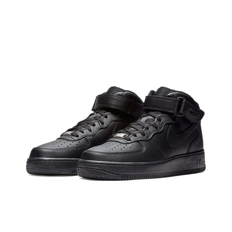 Nike Air Force 1 Mid '07 Wear-Resistant Mid-Top Skateboard Shoes Unisex Black 2020 Edition-2