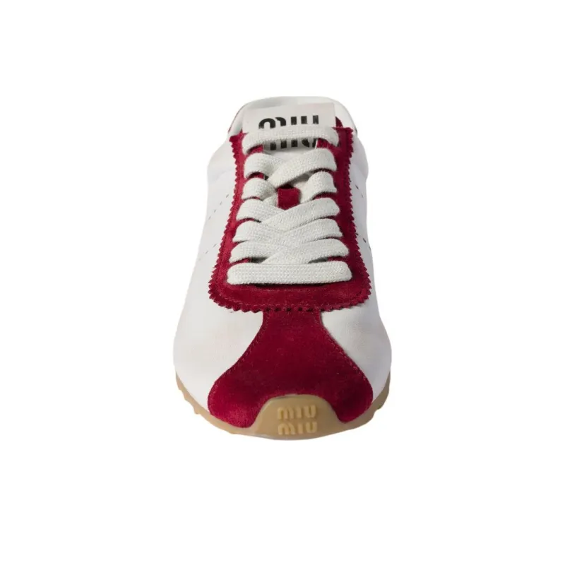 MIU MIU Plume Low Top Casual Shoes Women's White Red-3