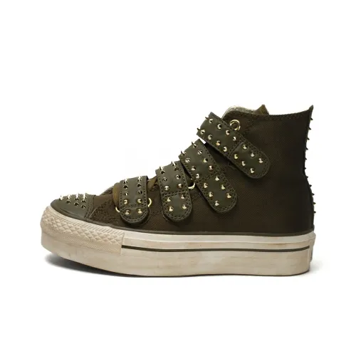 Converse All Star Anti-Slip Wear-Resistant High-Top Canvas Schwarz Women's Green