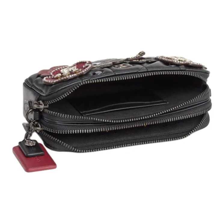 COACH Kira Nappa Leather Shoulder Bag Crossbody Bag Small Size Women's Black-2