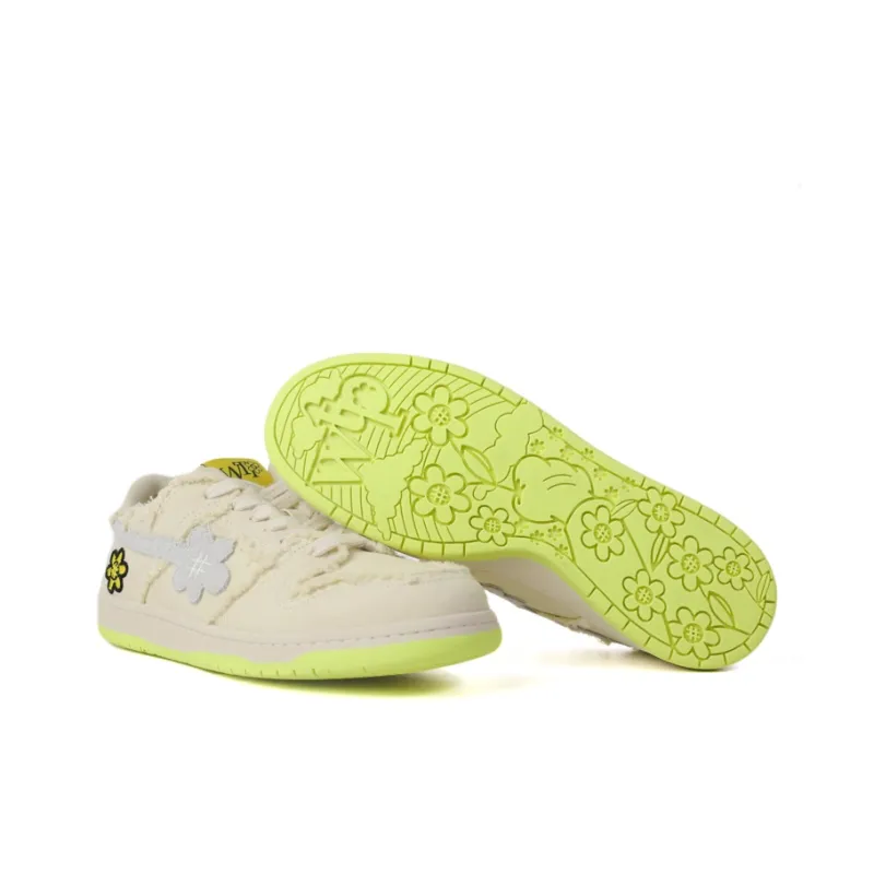 WATER THE PLANT Low Top Skateboard Shoes Women's Beige Yellow-4