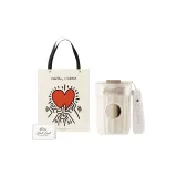[Keith Haring Limited Heart Shopping Bag]Snowmelt White