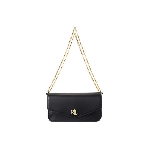 Polo Ralph Lauren Leather Crossbody Bag Shoulder Bag Medium Size Women's Black