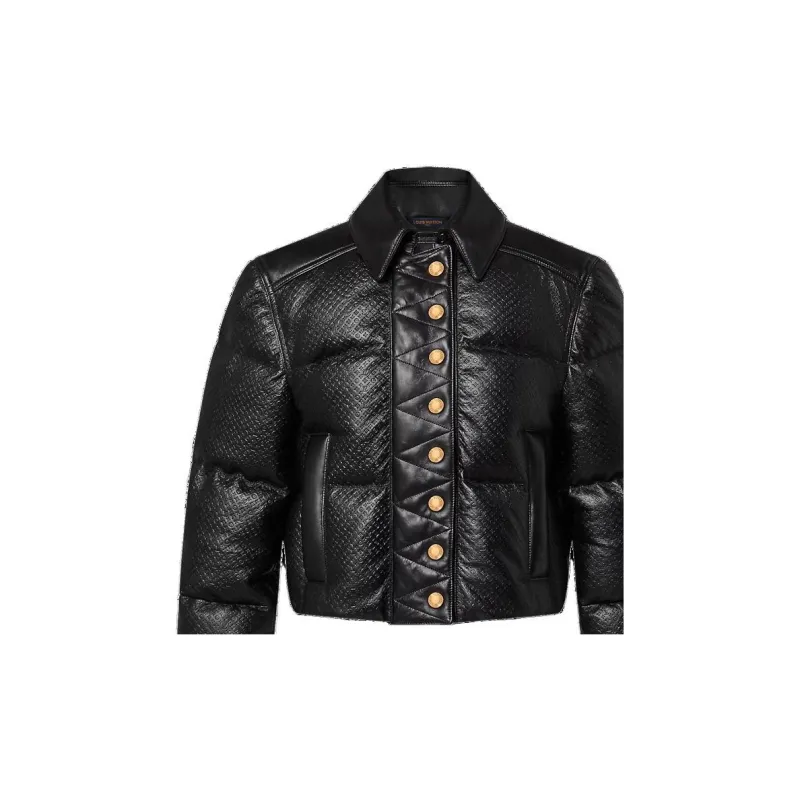 LOUIS VUITTON Monogram Leather Padded Boxy Jacket-3