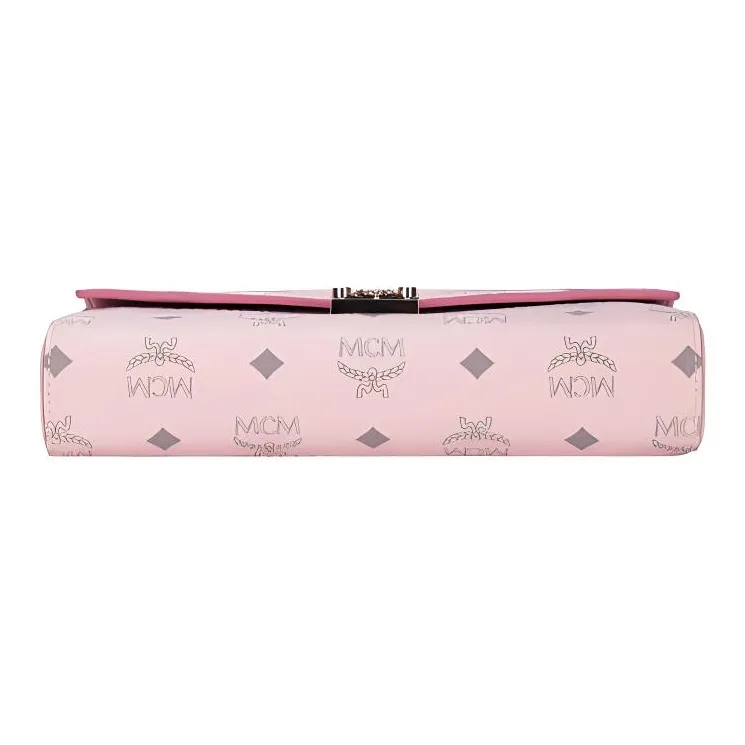 MCM Millie Visetos Leather Envelope Bag, Chain Bag, Crossbody Bag, Shoulder Bag Medium Size Women's Cherry Blossom Pink-4