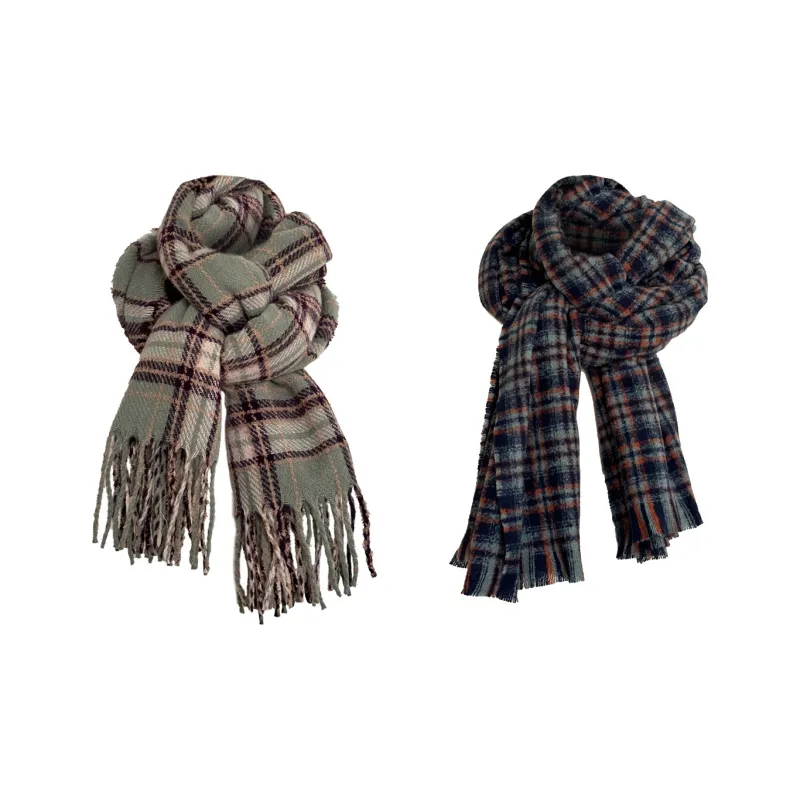 Tokyo Season Polyester Knit Scarves Unisex Purple Green-5