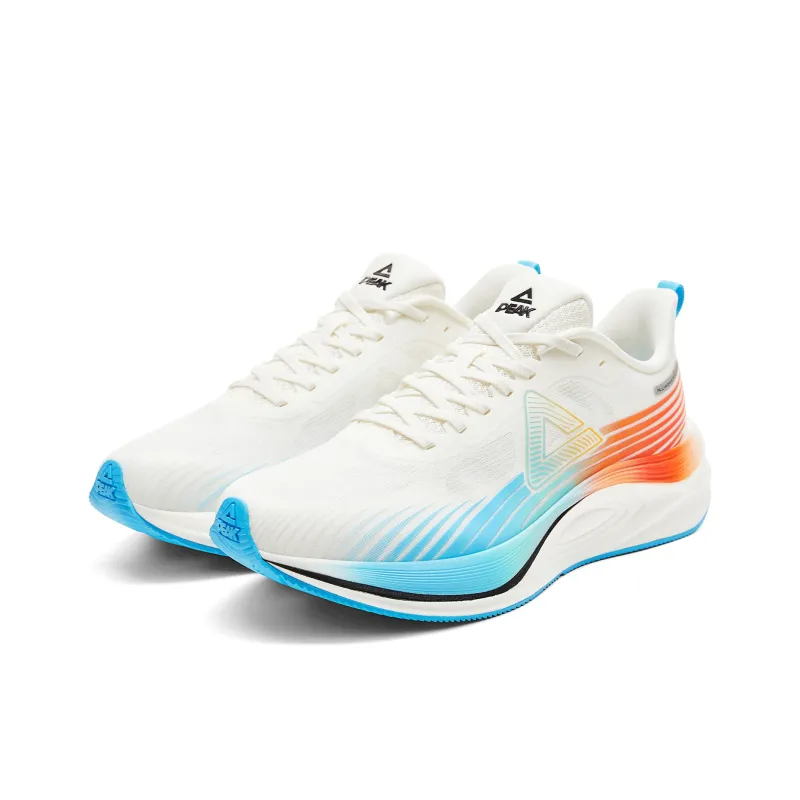 PEAK Cushioned Anti Slip And Wear Resistant Lightweight Low Top Long Distance Running Shoes Men's Ivory Blue-2
