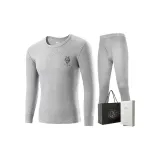 Men's Crew Neck Clothing Sets (Light Gray) 100% cotton Printed Wolf Head/Shopping Bag Included