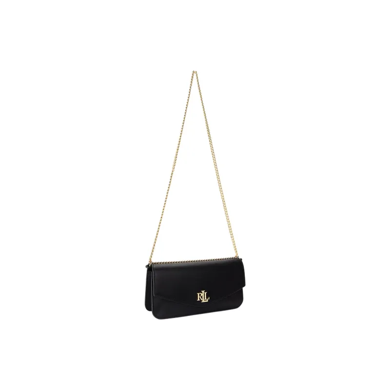 Polo Ralph Lauren Leather Crossbody Bag Shoulder Bag Medium Size Women's Black-1