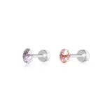 Huazi Stud Earrings 4mm-Violet+Light Rose Red