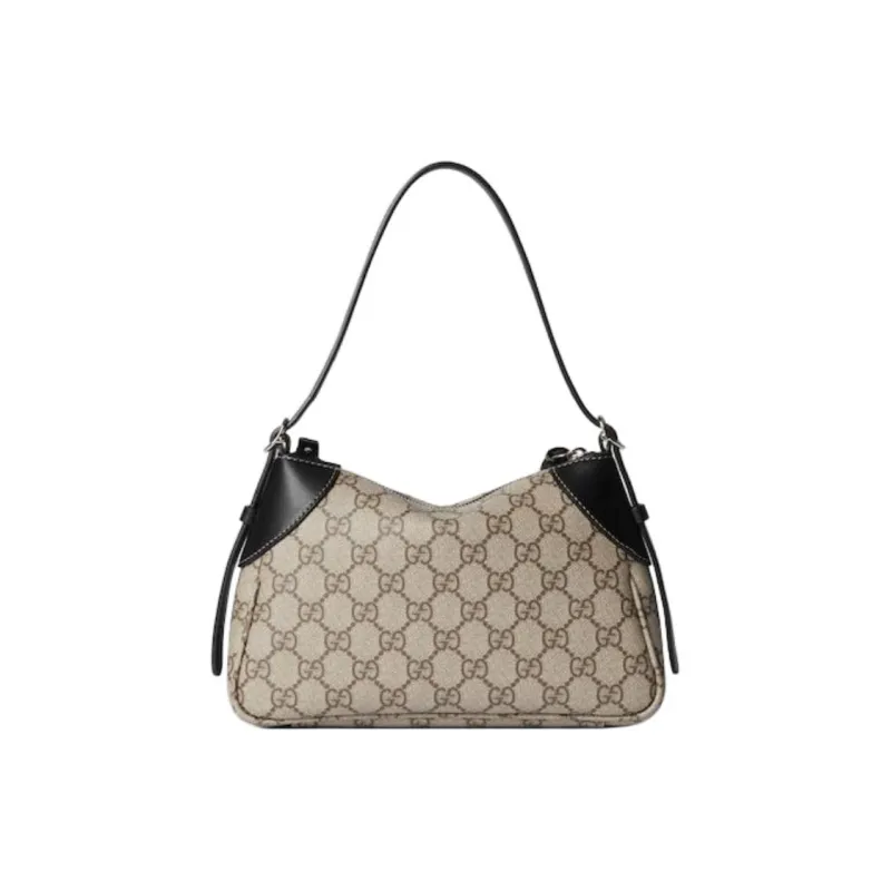 GUCCI Monogram Coated Fabric Handbag Shoulder Bag Small Size Women's Beige & Dark Brown-5