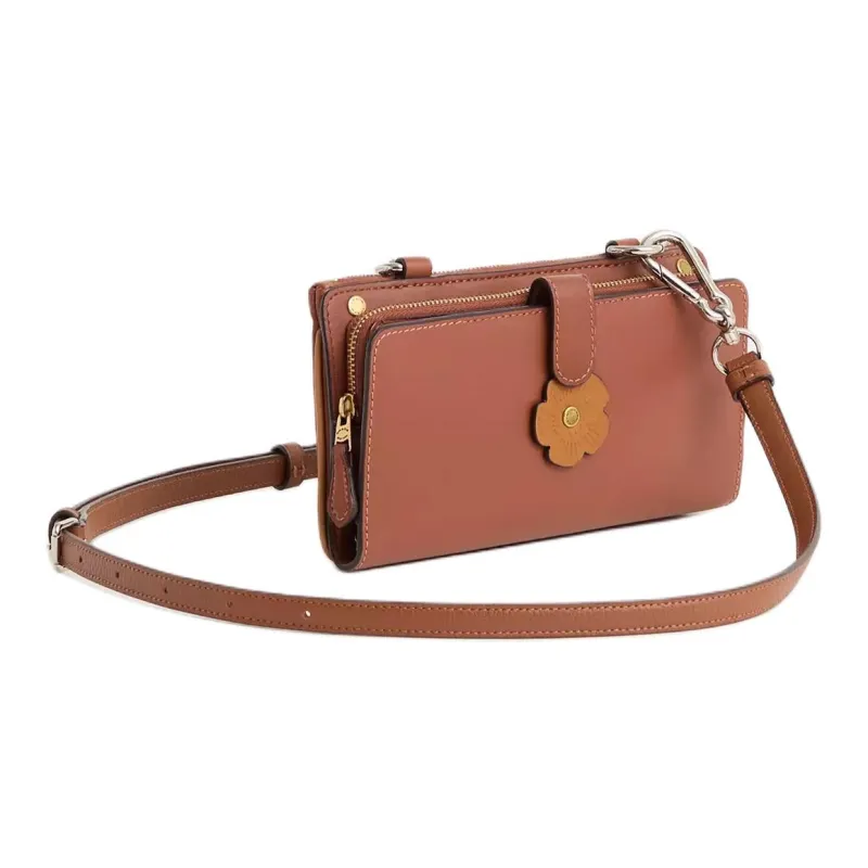 COACH Calfskin Wallets Shoulder Bag Crossbody Bag Small Size Women's Brass With Maple Inlay-1