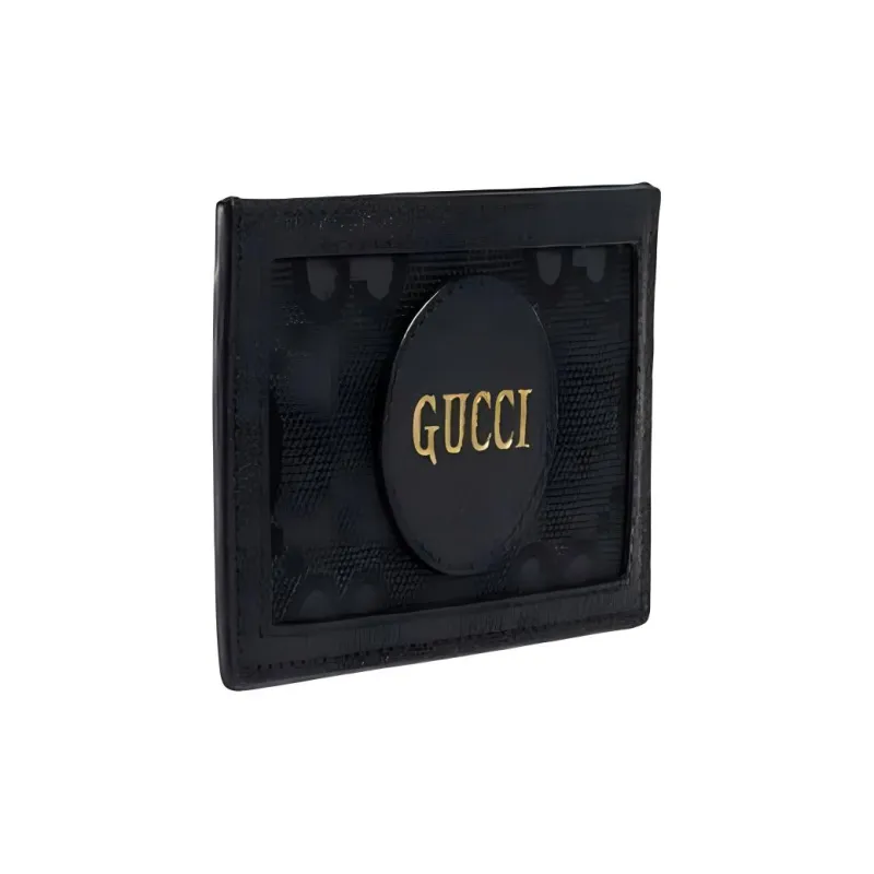 GUCCI Nylon With Leather Card Holder Card Holder Unisex Black-1