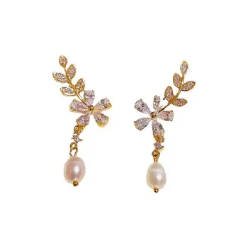 LIANGCAI Alloy Faux Pearl Stud Earrings Women's