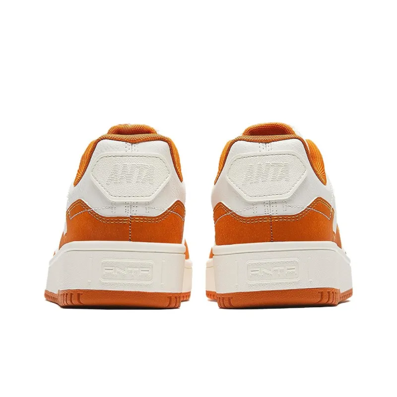 Anta Life Collection Anti-Slip Wear-Resistant Low-Top Skateboard Shoes Men's White Orange-2