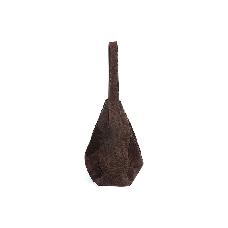 Yalu Matte Cow Leather Shoulder Bag Women's Coffee/Brown-3