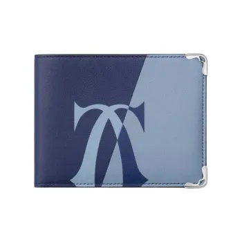 CARTIER Must De Cartier Smooth Calf Leather Wallet Unisex Blue