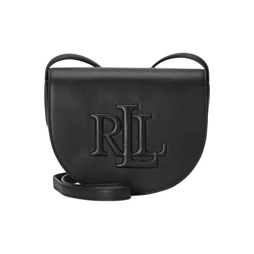 LAUREN RALPH LAUREN Grained Leather Shoulder Bag Small Size Women's Black
