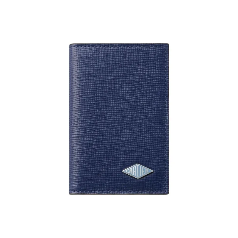 CARTIER Calfskin Card Holder Men's Dark Blue-0