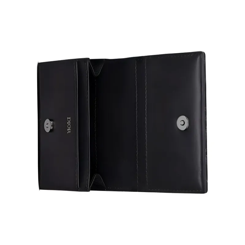 DIOR Cow Leather Business Card Holder, Coin Purse, Card Holder Men's Black-3