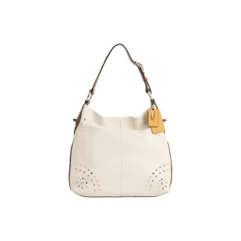 COACH Penelope Leather Handbag Shoulder Bag Large Size Women's Silver Bone Multicolor With Rose Petal
