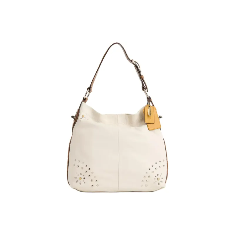 COACH Penelope Leather Handbag Shoulder Bag Large Size Women's Silver Bone Multicolor With Rose Petal-0