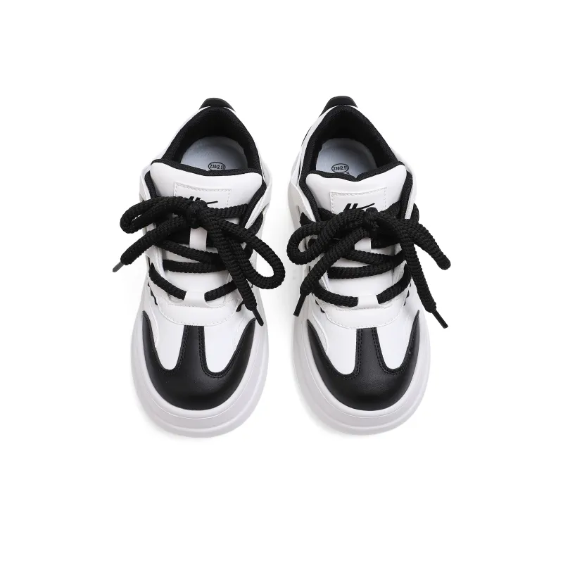 Warrior Anti Slip And Wear Resistant Height Increasing Low Top Casual Shoes Women's Black White-2