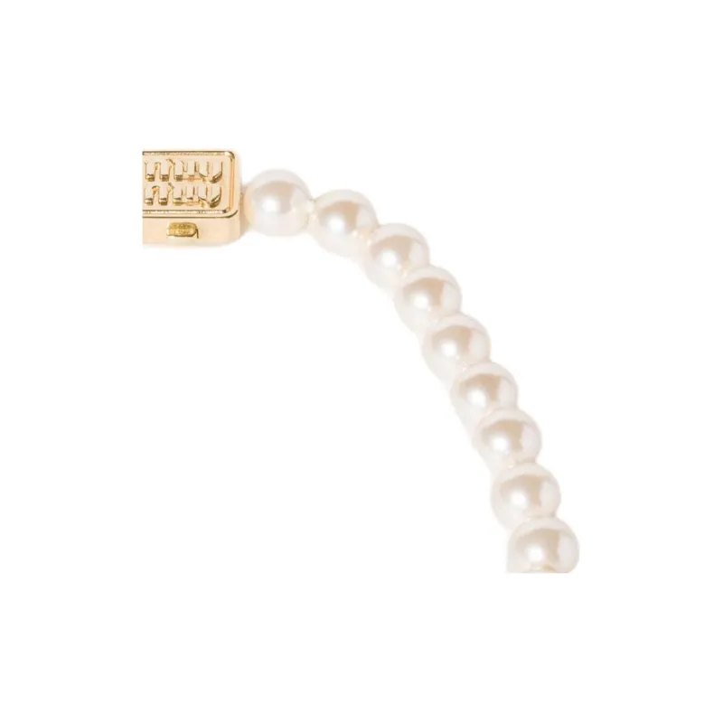 MIU MIU Synthetic Pearl Necklaces Women's Cream-2